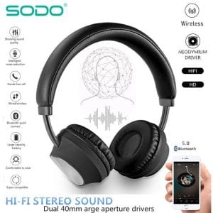 Casque stéréo sans fil compatible Bluetooth supra-auriculaire filaire avec prise en charge du micro carte TF téléphone de sauna, 5.0