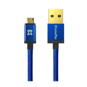 Câble micro-usb (1,20m), double réversible, nylon, bleu XTREME MAC - XCL-RMU-23 Bleu