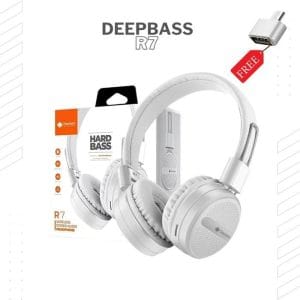 Casque Deep Bass R7 - Blanc Avec un adptateur USB/ USB-C Gratuit